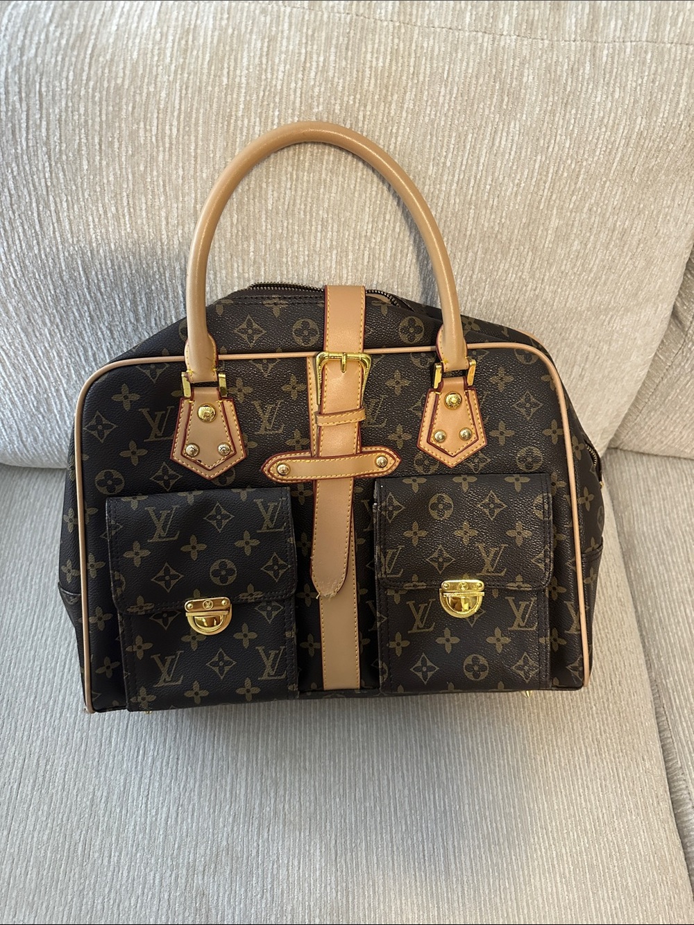 Louis Vuitton Monogram Canvas Satchel with Vachetta Trim
